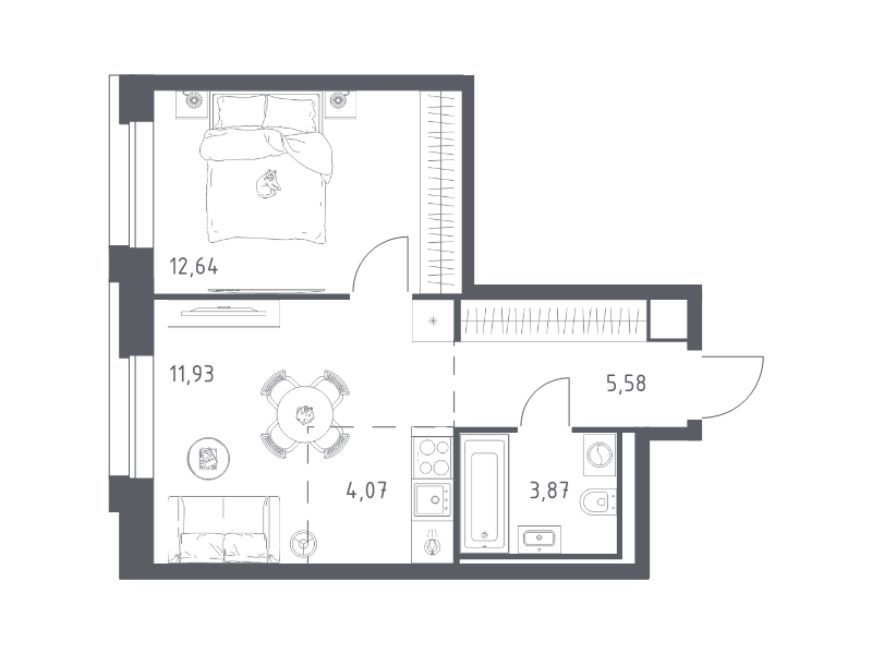 2 ккв (Евро) 38,1 м²