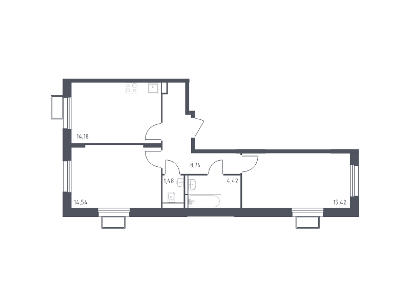 2 ккв 58,9 м²