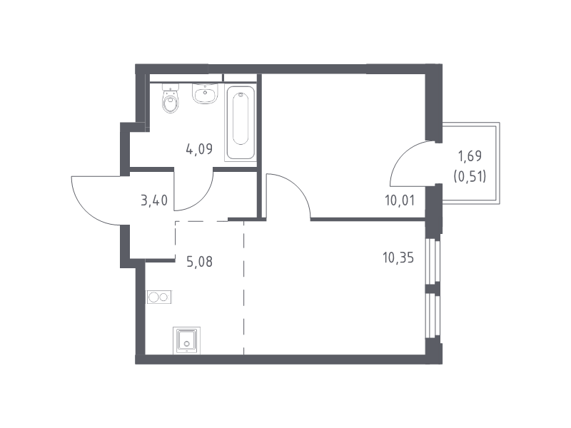 2 ккв (Евро) 33,4 м²