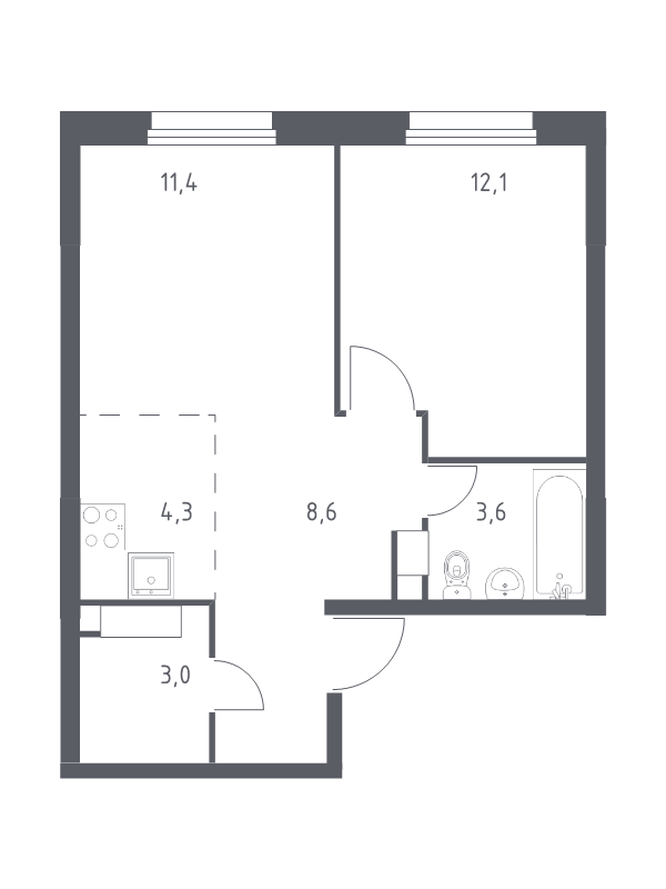 2 ккв (Евро) 41,8 м²