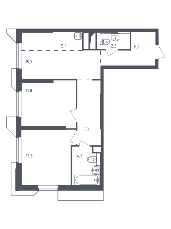 3 ккв (Евро) 62,5 м²