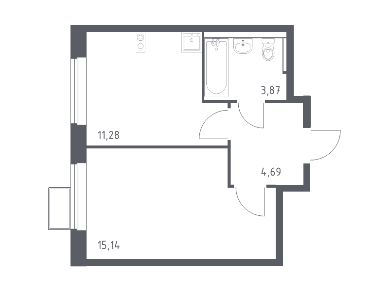 1 ккв 34,5 м²