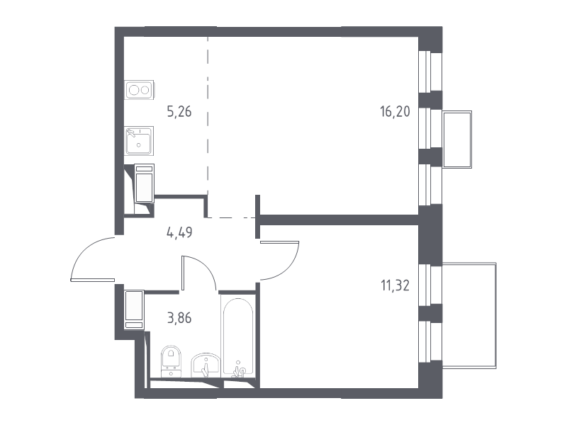 2 ккв (Евро) 40,6 м²