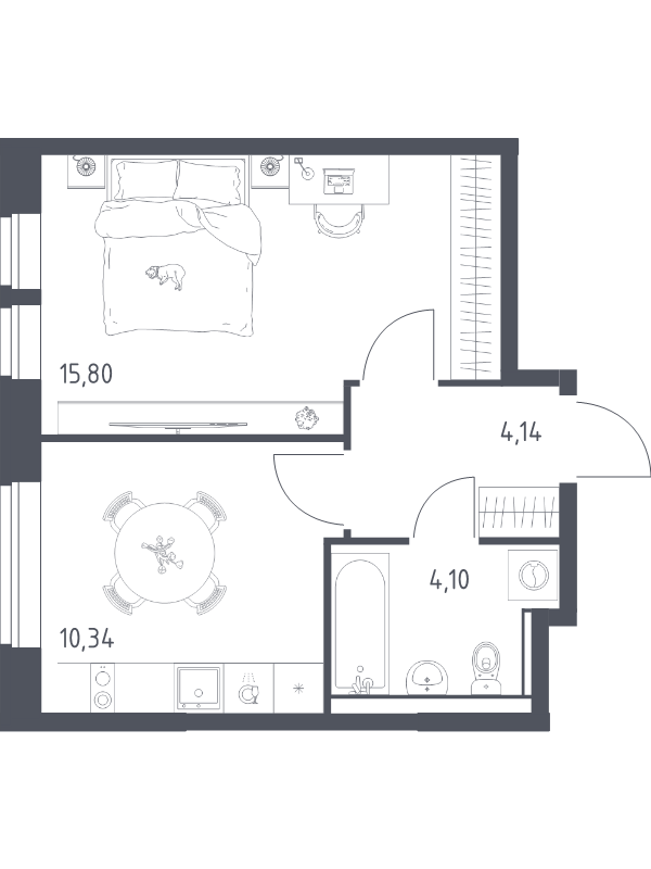 1 ккв 34,4 м²