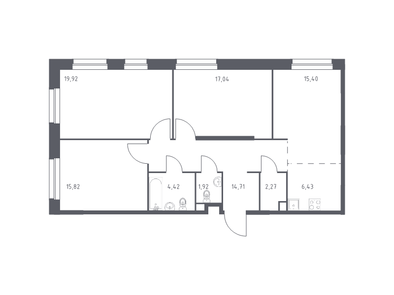 4 ккв (Евро) 97,9 м²