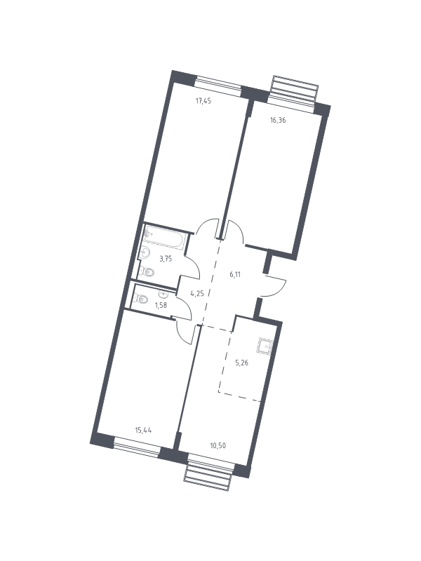 4 ккв (Евро) 79,8 м²