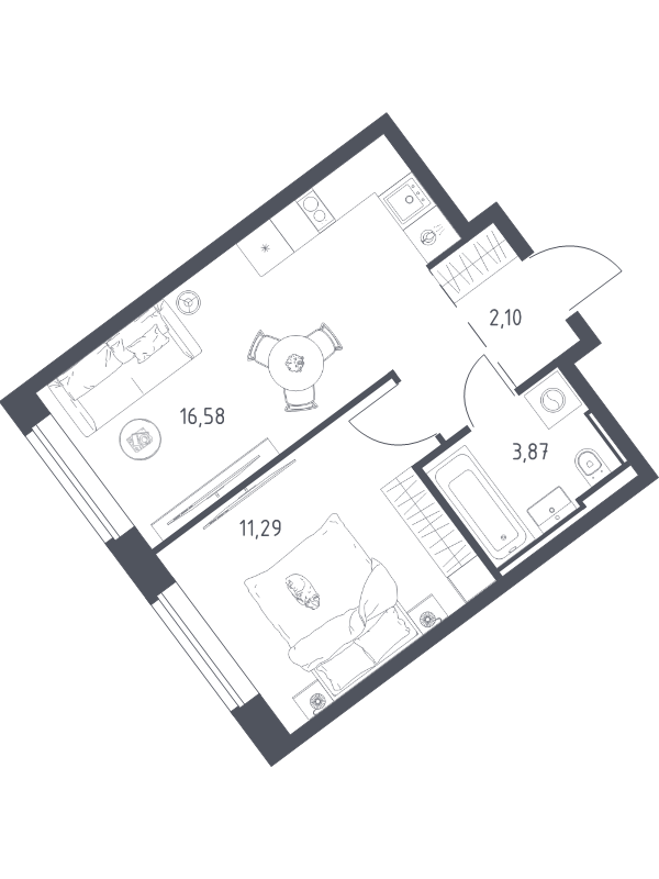 2 ккв (Евро) 33,8 м²