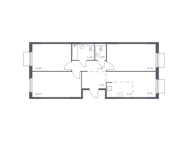 4 ккв (Евро) 80,5 м²