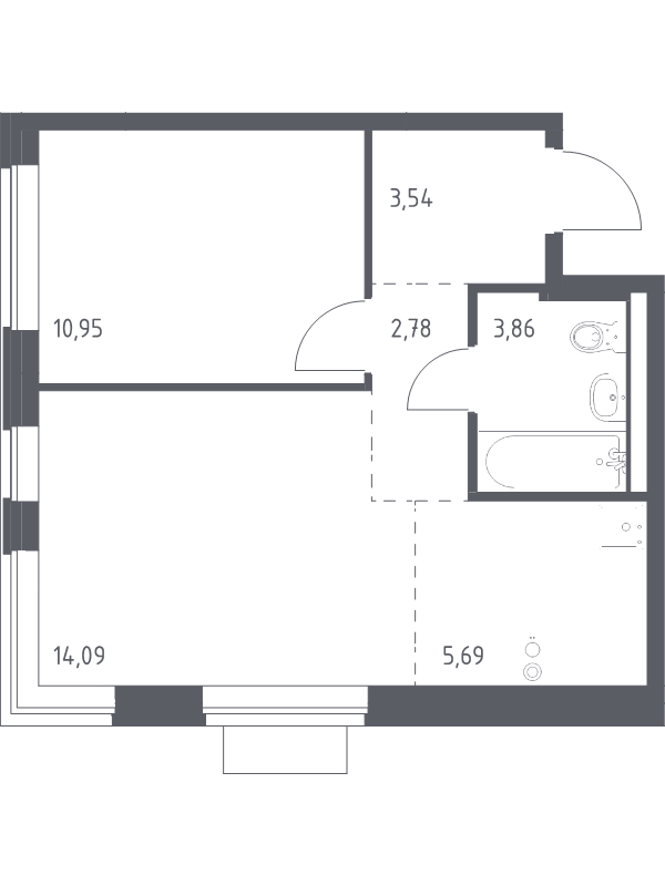 2 ккв (Евро) 40,9 м²