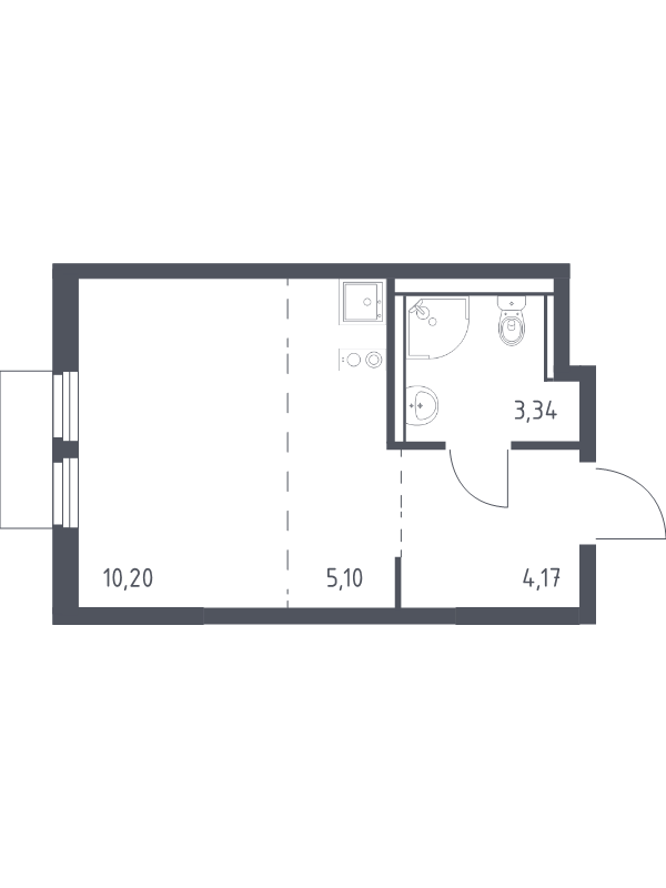 Студия 22,8 м²