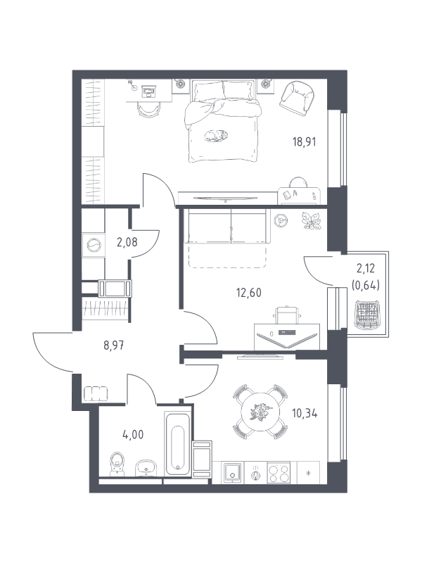 2 ккв 57,5 м²