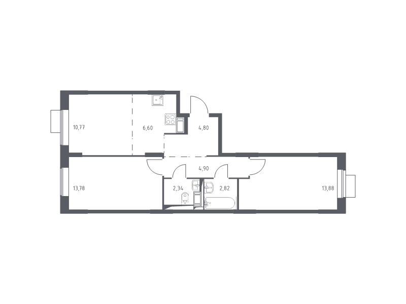 3 ккв (Евро) 59,9 м²