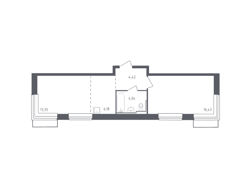 2 ккв (Евро) 43,6 м²