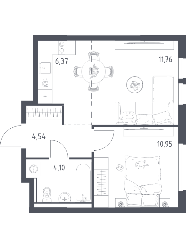 2 ккв (Евро) 37,7 м²