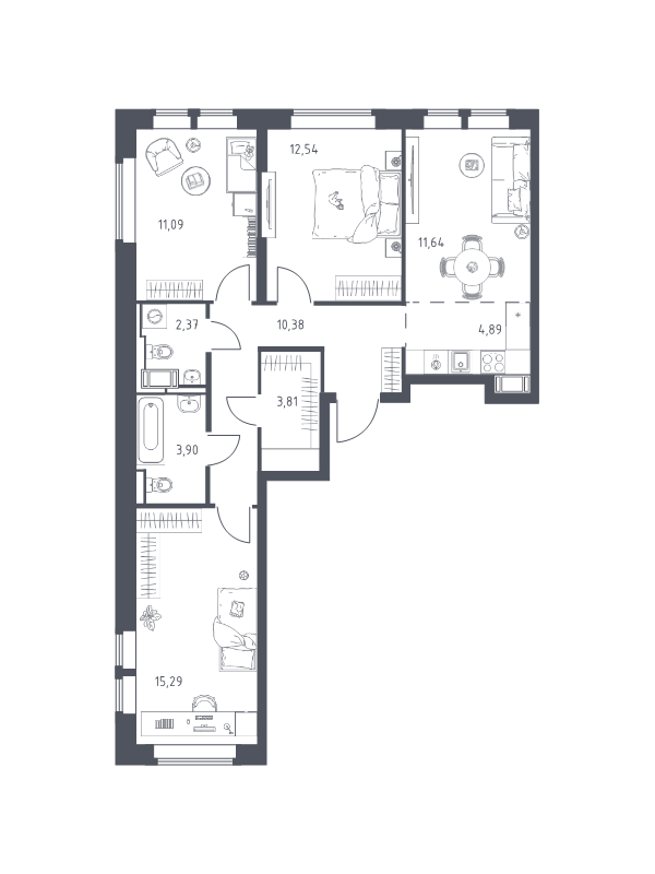 4 ккв (Евро) 75,9 м²