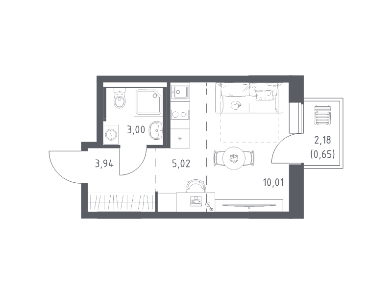 Студия 22,6 м²