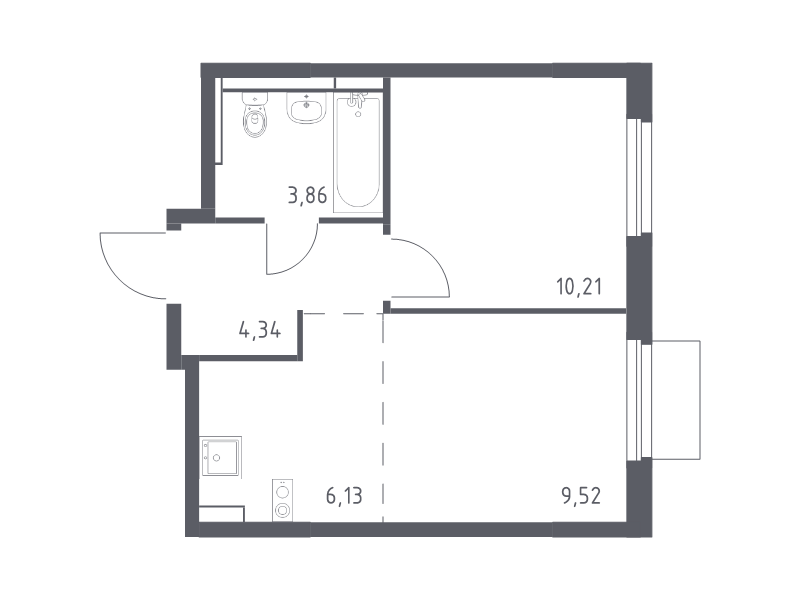 2 ккв (Евро) 34,1 м²