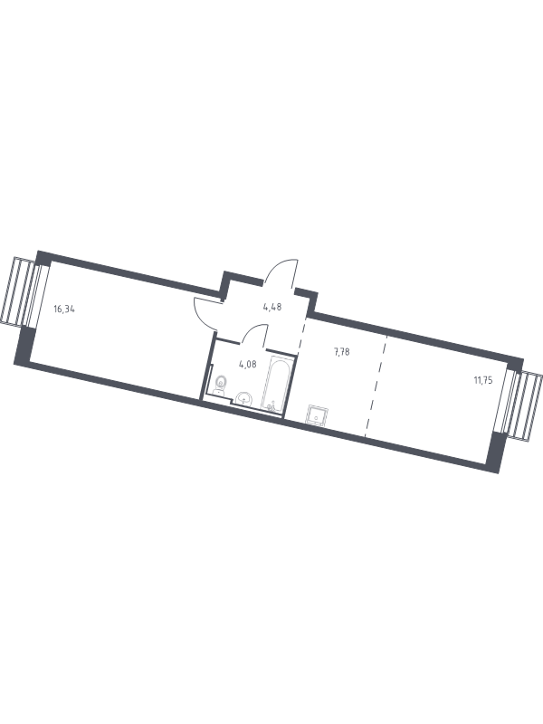 2 ккв (Евро) 43,7 м²