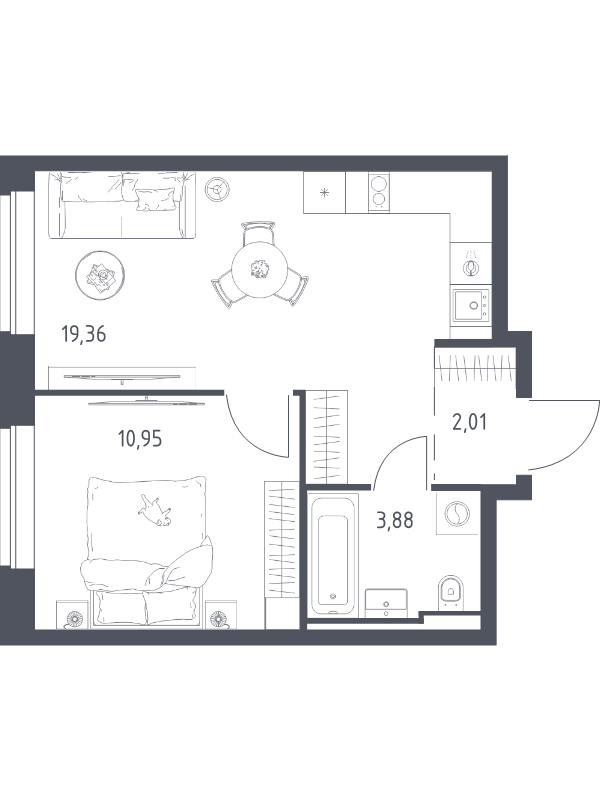 2 ккв (Евро) 36,2 м²