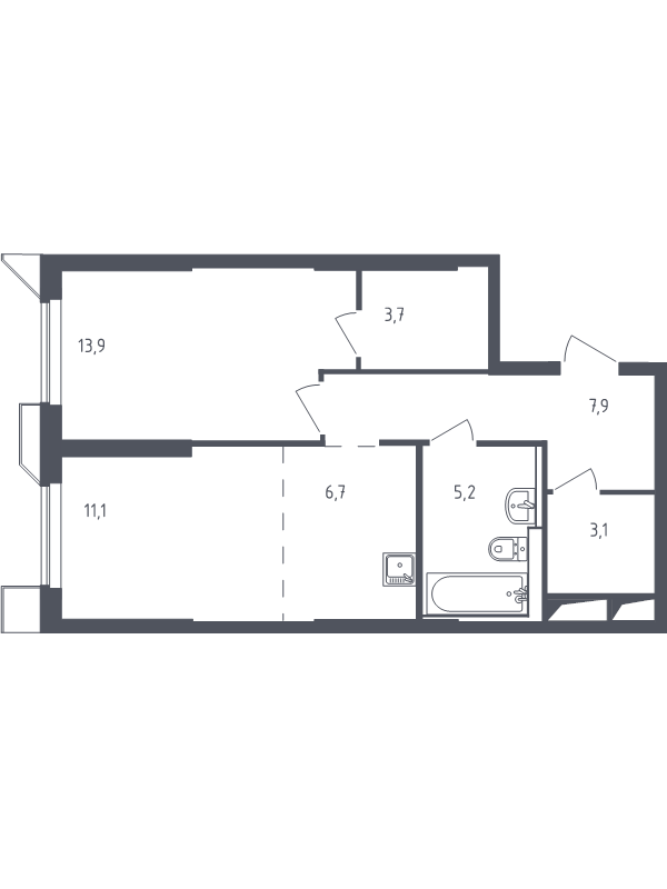 2 ккв (Евро) 52 м²