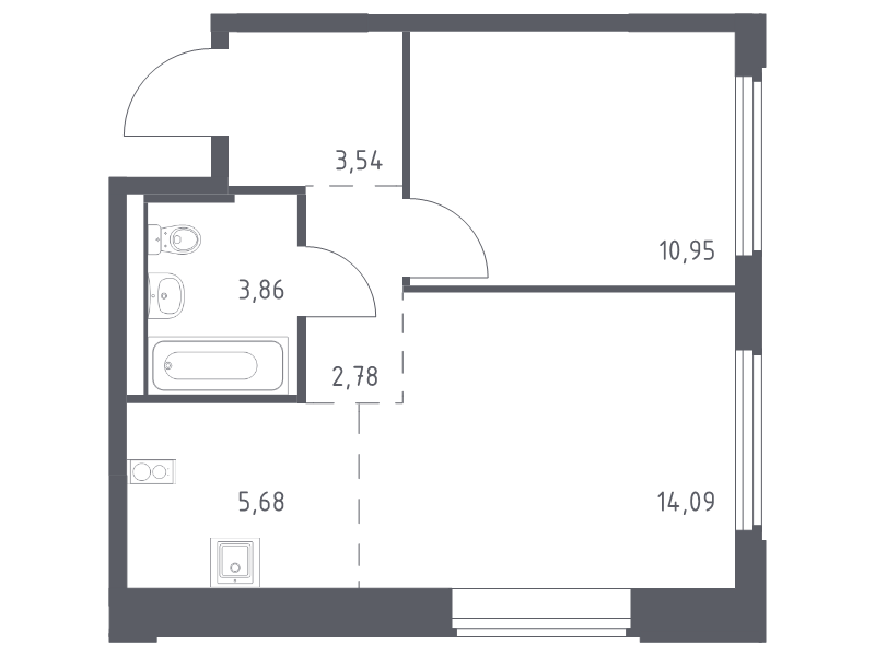 2 ккв (Евро) 40,9 м²