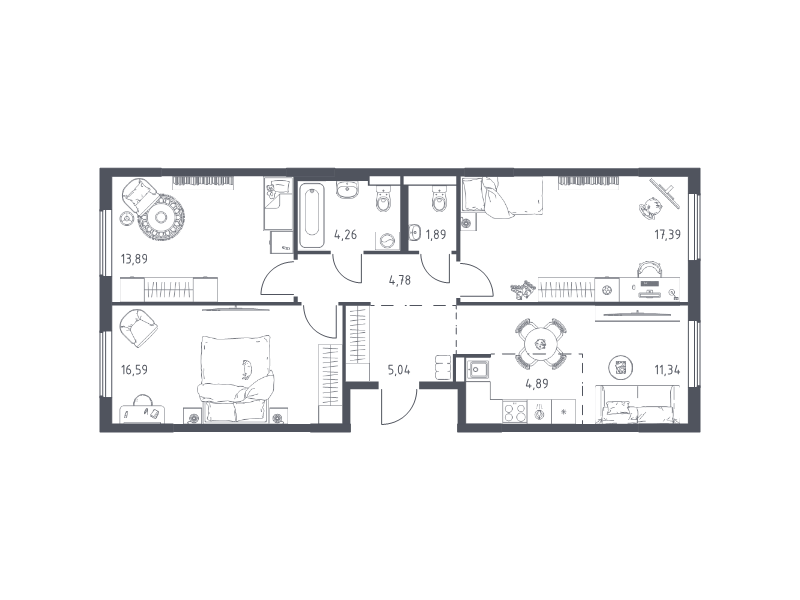4 ккв (Евро) 80,1 м²