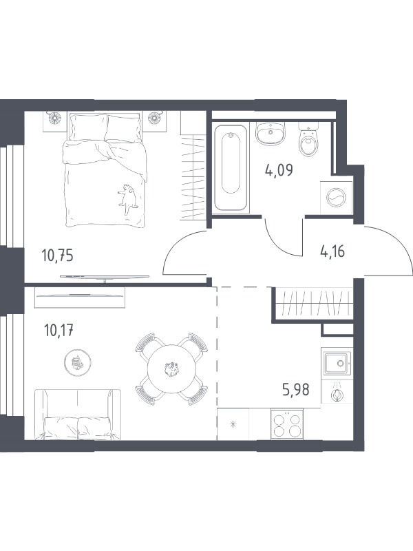 2 ккв (Евро) 35,2 м²