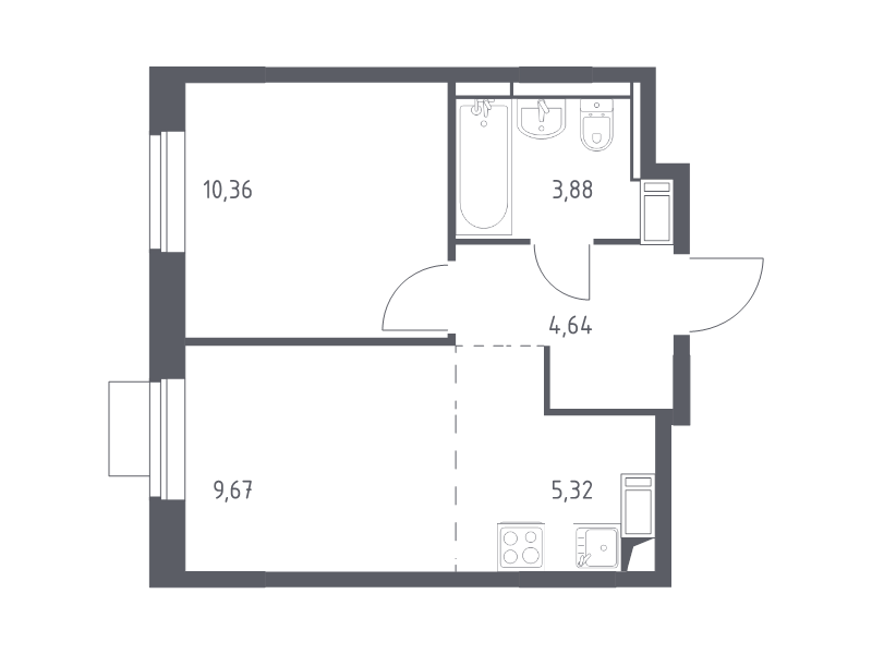 2 ккв (Евро) 33,9 м²