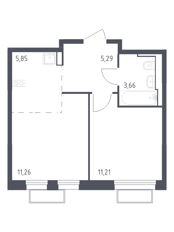 2 ккв (Евро) 37,3 м²