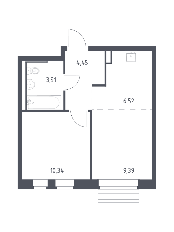 2 ккв (Евро) 34,3 м²
