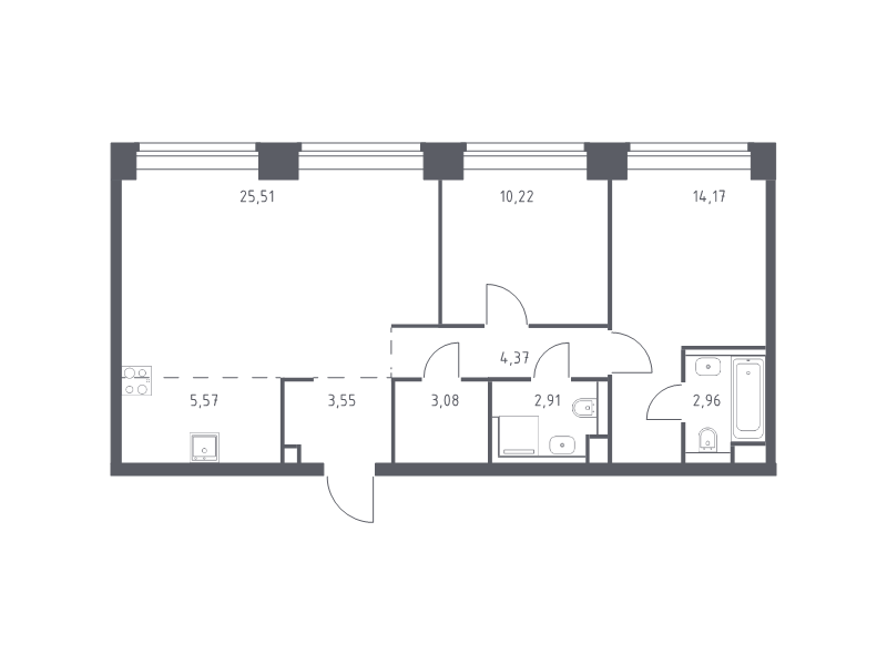 3 ккв (Евро) 72,3 м²