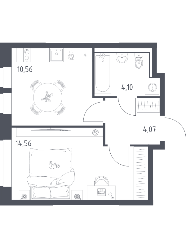 1 ккв 33,3 м²