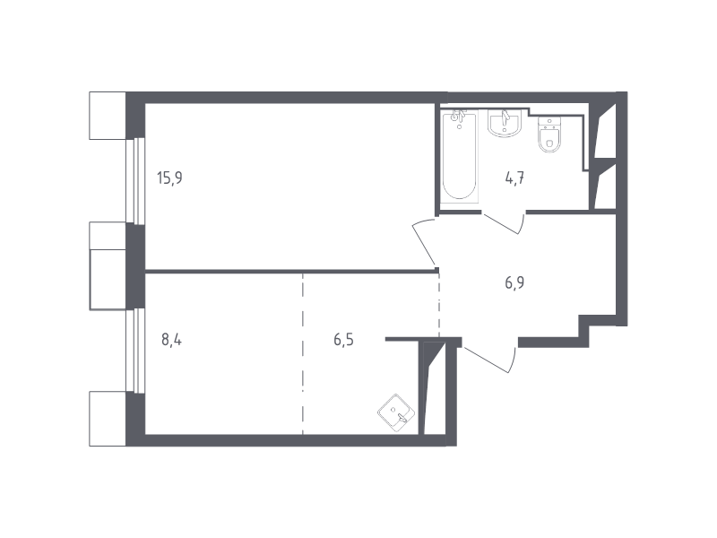 2 ккв (Евро) 42,6 м²