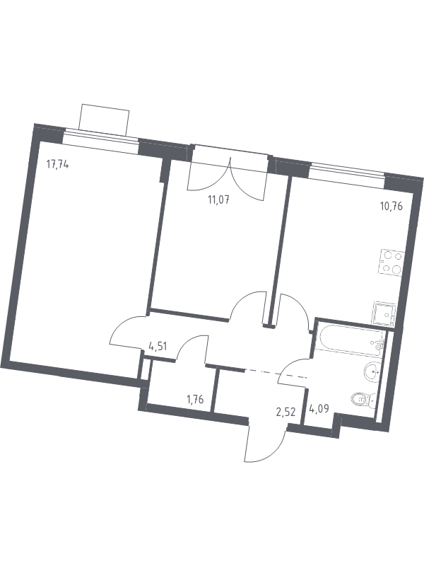2 ккв 52,5 м²