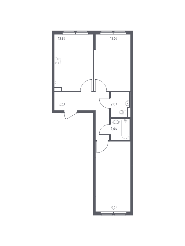 2 ккв 57,4 м²