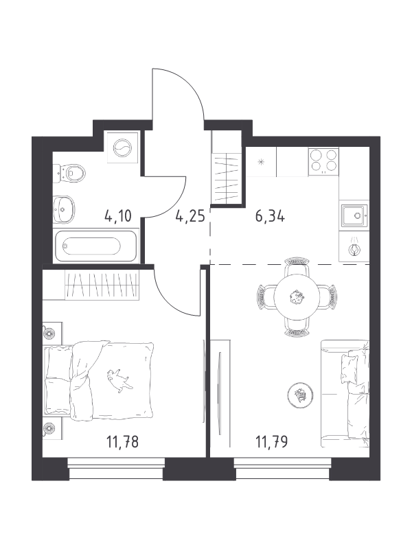 2 ккв (Евро) 38,3 м²