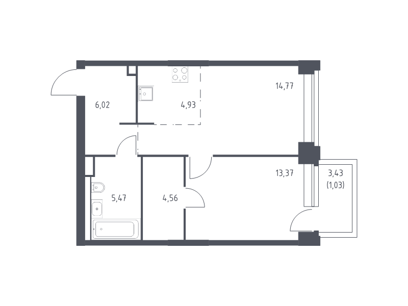2 ккв (Евро) 50,2 м²