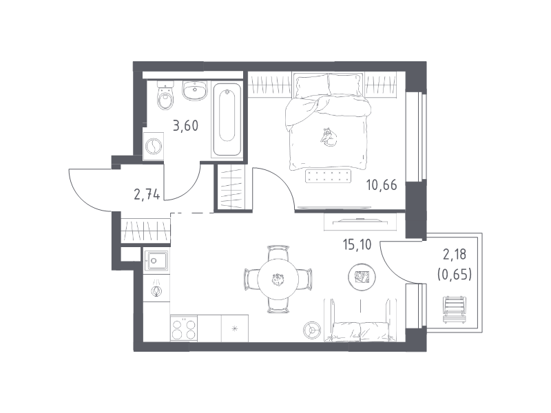 2 ккв (Евро) 32,8 м²