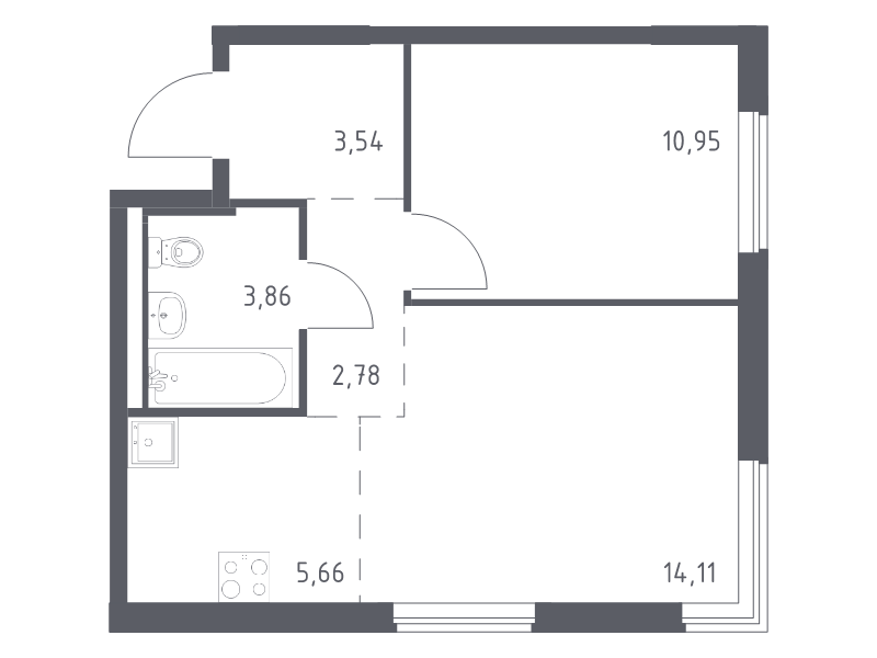2 ккв (Евро) 40,9 м²