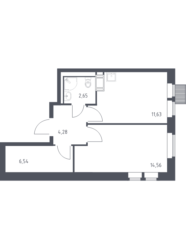 1 ккв 39,7 м²