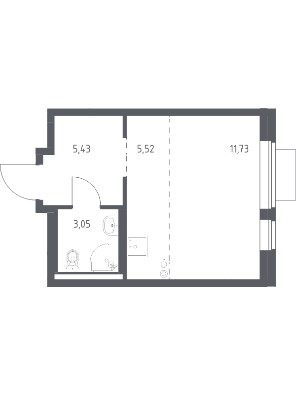 Студия 25,7 м²