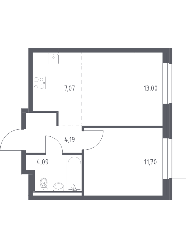 2 ккв (Евро) 40,1 м²