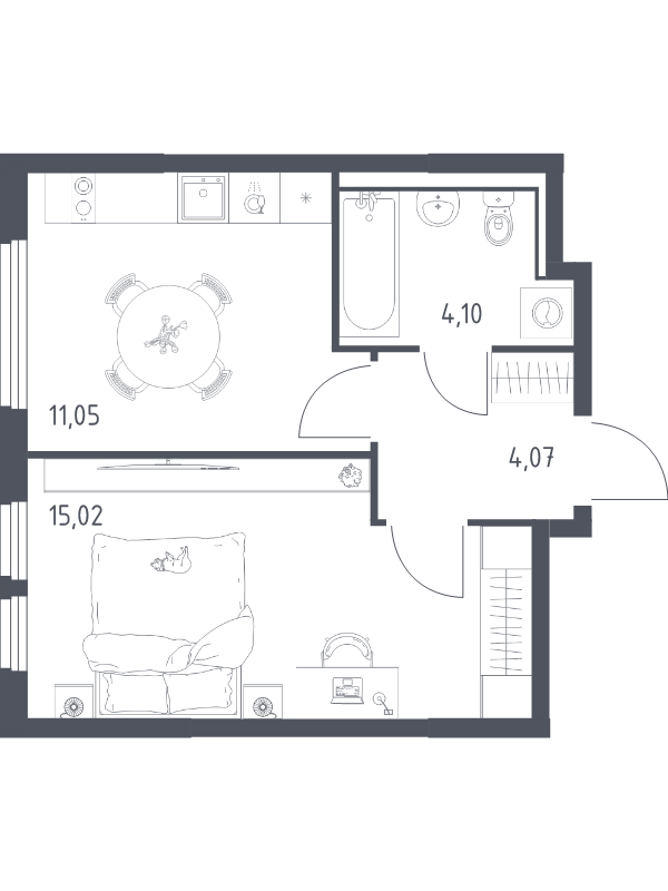 1 ккв 34,2 м²