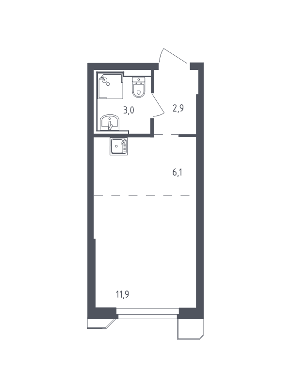 Студия 23,9 м²