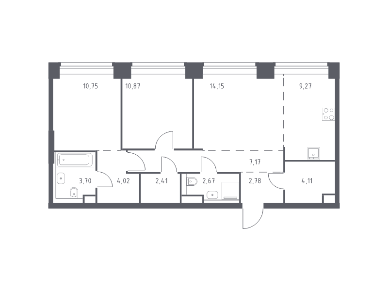 3 ккв (Евро) 71,9 м²