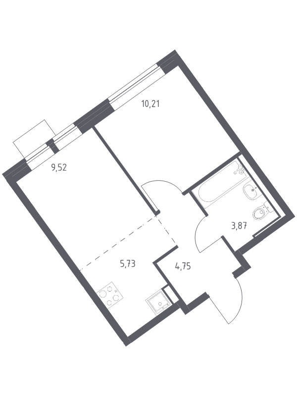 2 ккв (Евро) 34,1 м²