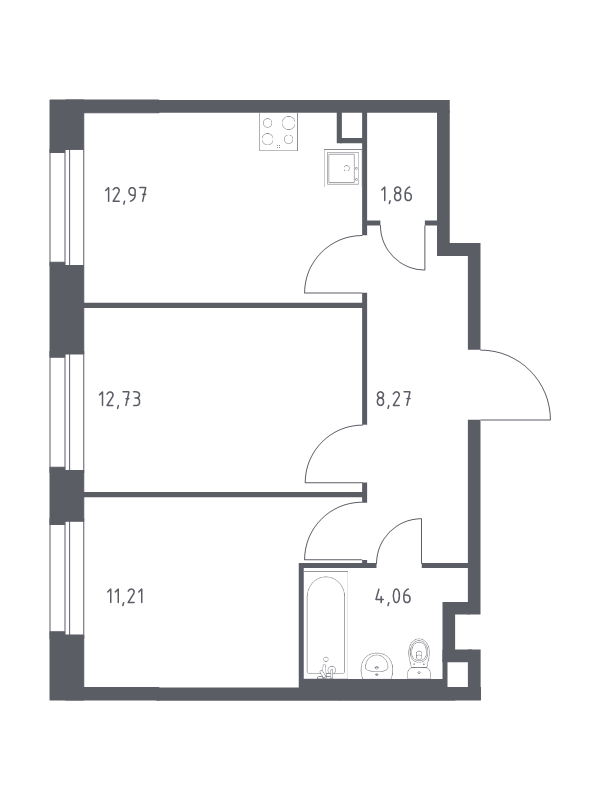 2 ккв 51,1 м²