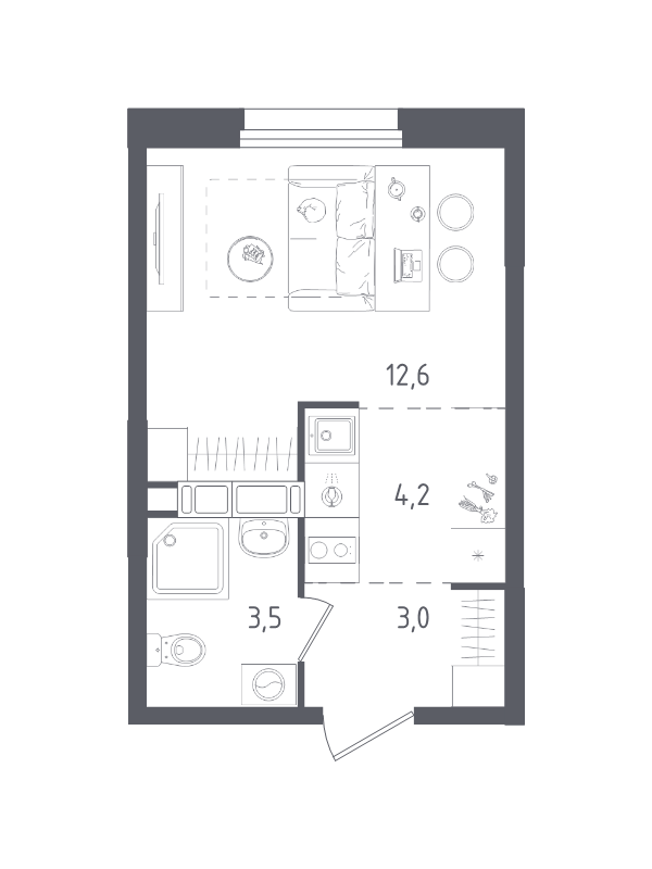 Студия 23,3 м²