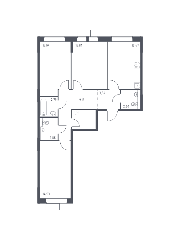 3 ккв 78,6 м²