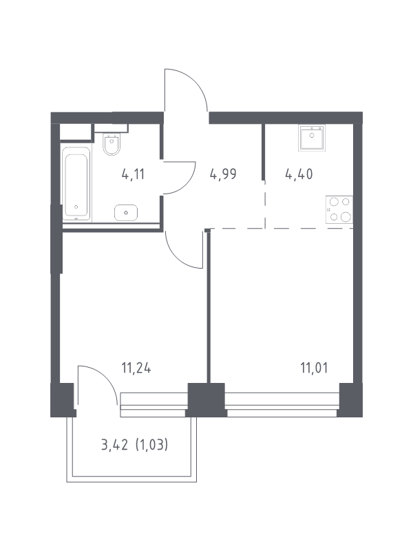2 ккв (Евро) 36,8 м²